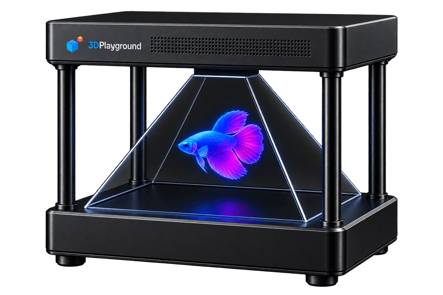 3DPlayground Prism holographic display showing a 3D lesson